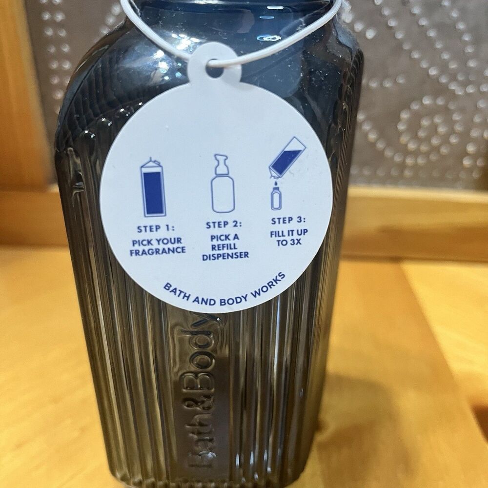 Bath & Body Works Glass Foaming Soap Holder Dispenser Pump Blue Bathroom Decor - Picture 4 of 7